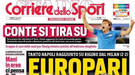 PRIMA PAGINA - CdS - Tanto Napoli raggiunto su rigore dal Milan: "Europari"
