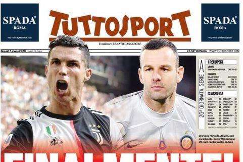 PRIMA PAGINA - Tuttosport: "Sport senza tifosi sino al 3 aprile, Lione-Juve a porte chiuse"