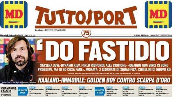 PRIMA PAGINA - Tuttosport: "Haaland-Immobile, golden boy contro scarpa d'oro"