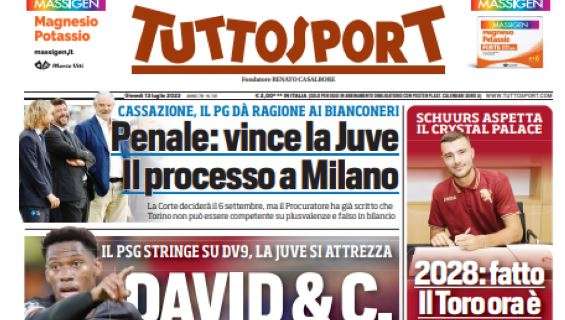 PRIMA PAGINA – Tuttosport apre con la Juve: “David & C., il dopo Vlahovic”