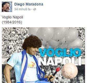 Il 5 luglio 1984 Maradona si presentò al San Paolo. Su Facebook un messaggio: "Voglia di Napoli"