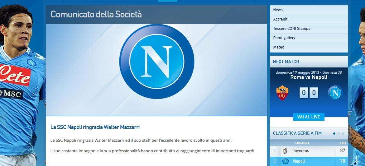 FOTO - Comunicato SSC Napoli: ufficiale l'addio a Mazzarri