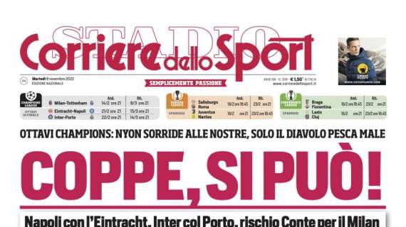 PRIMA PAGINA - Corriere dello Sport: “Spalletti e Pioli lanciano la volata”