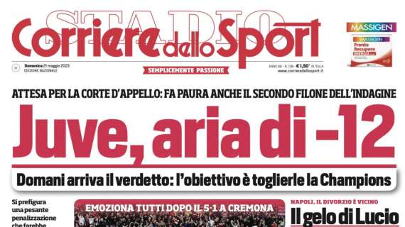 PRIMA PAGINA – Corriere dello Sport: “Juve, aria di -12”