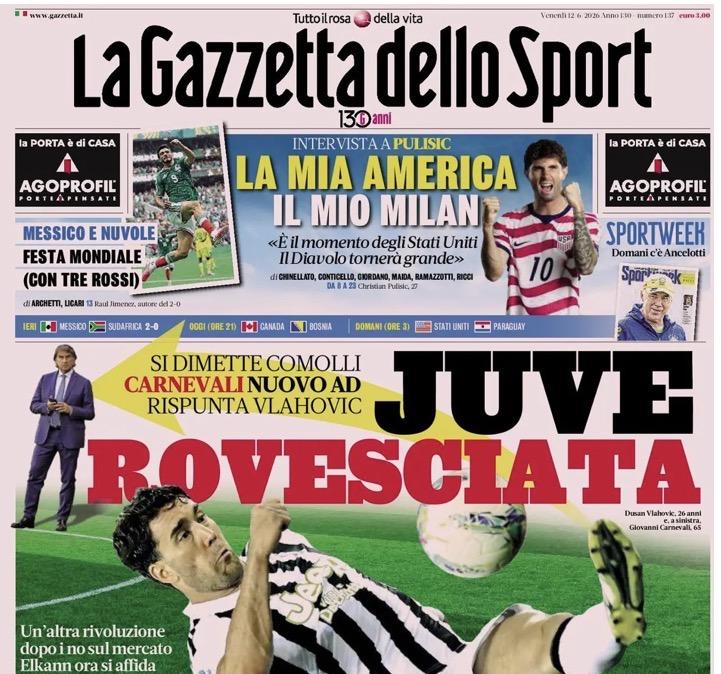 Juve, cambia tutto? Gazzetta: "Arriva Carnevali e Vlahovic può restare"