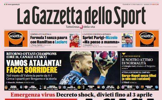 PRIMA PAGINA - Gazzetta: "Barcellona-Napoli senza tifosi (e solo con i catalani)"