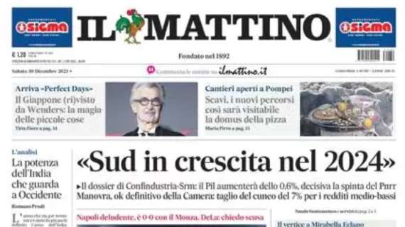 PRIMA PAGINA - Il Mattino: "Atterrati! Ancora Napoli deludente"