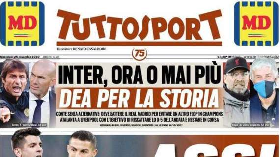 PRIMA PAGINA - Tuttosport: "Inter senza alternative, deve battere il Real"