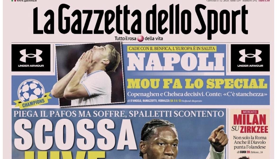La Gazzetta dello Sport: "Napoli, Mou fa lo Special"