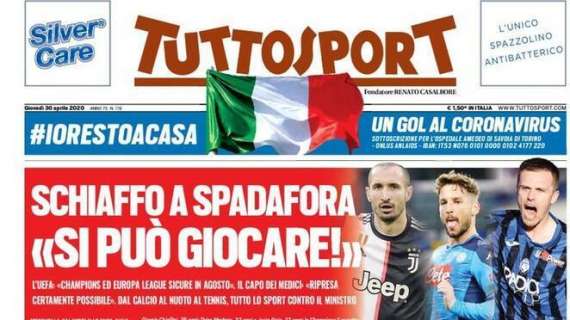 PRIMA PAGINA - Tuttosport: "Schiaffo a Spadafora, tutto lo sport contro il Ministro"