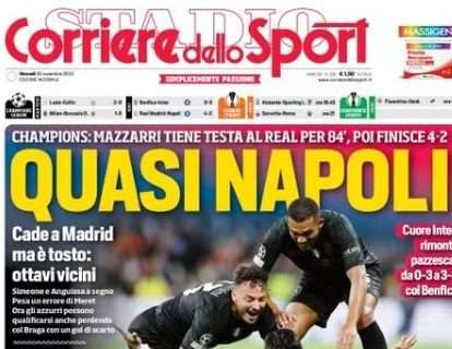 PRIMA PAGINA - Corriere dello Sport: "Quasi Napoli"