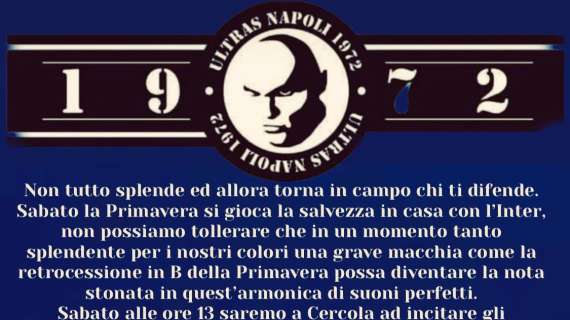 Napoli Primavera si gioca salvezza con l'Inter, scendono in campo gli ultrà: "Tutti a Cercola!"