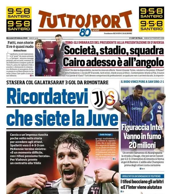 Tuttosport e la carica di Spalletti: “Ricordatevi che siete la Juve”