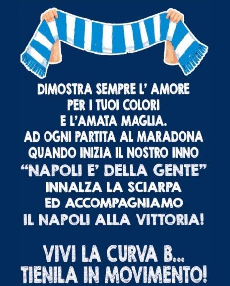"Sciarpata" per le ultime 7 al Maradona: il volantino della Curva B