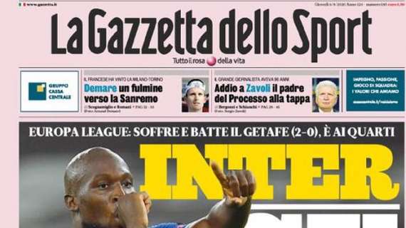 PRIMA PAGINA - Gazzetta dello Sport: "Inter sì. Sarri si gioca il futuro col Lione"