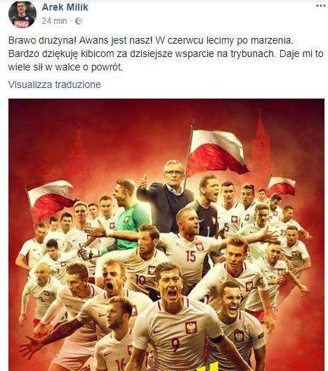 FOTO - Polonia ai Mondiali, Milik esalta i compagni: "Bravi tutti e grazie per la forza che mi date!"