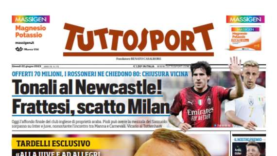 PRIMA PAGINA – Tuttosport: “Tardelli: ‘Giuntoli è un altro Marotta’”