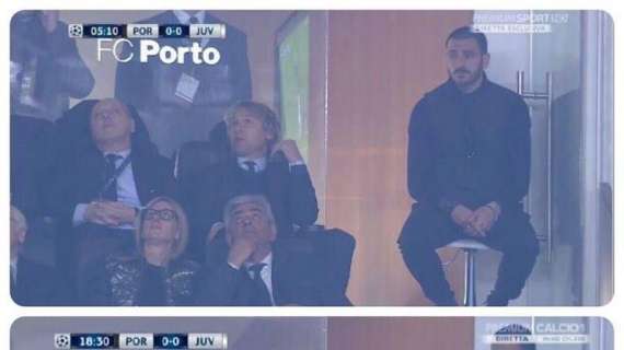 FOTO - Bonucci in tribuna per Porto-Juve, ironia dai social: "Non c'è posto neanche lì..."
