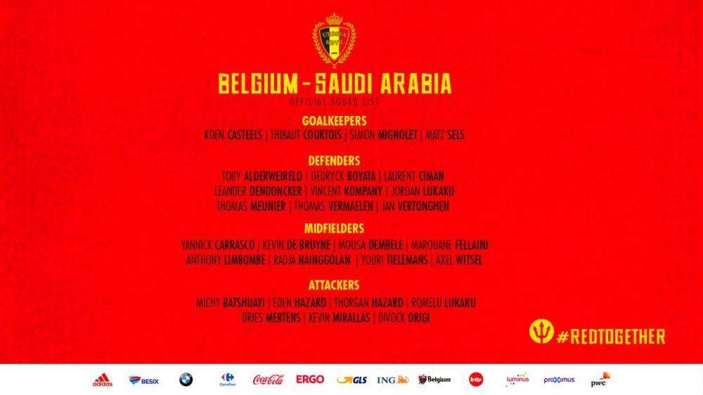 FOTO - Belgio, i convocati per l'amichevole con l'Arabia Saudita: c'è Mertens