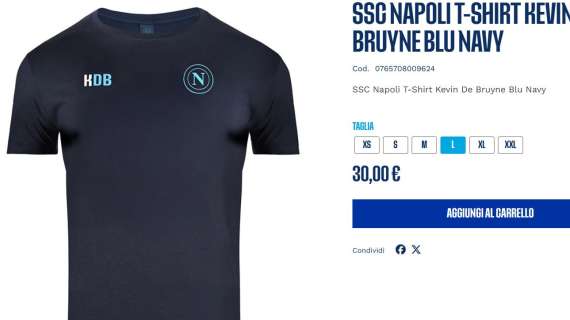 De Bruyne, il Napoli mette in vendita la maglia personalizzata: info e prezzo
