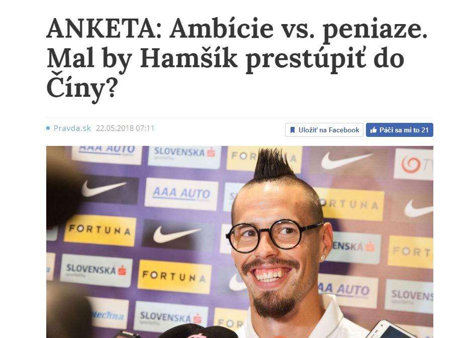 TABELLA - Il futuro di Hamsik è un caso, gli slovacchi consigliano: "Non si possono rifiutare i soldi cinesi!"