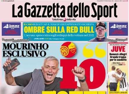 PRIMA PAGINA - Gazzetta e l'intervista a Mourinho: "Io, Totti e il Triplete"