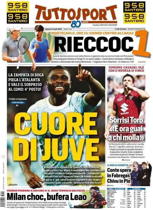 Tuttosport titola: "Conte spera in Fabregas, Chivu in Pio"