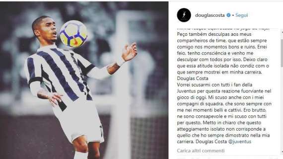 Douglas Costa si scusa con gli juventini e la squadra, ma non con Di Francesco 