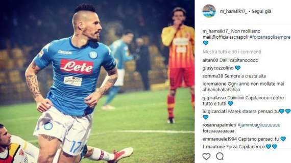 FOTO - "Non molliamo mai!", sui social la carica di Hamsik in vista della Lazio