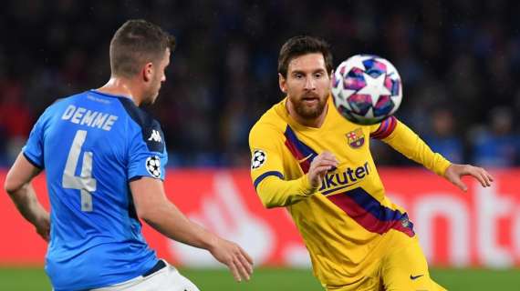 Champions, Napoli multato dopo il match col Barça: laser e ritardo del calcio d'inizio