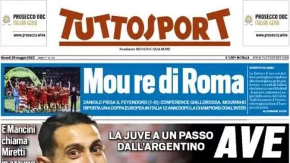 PRIMA PAGINA - Tuttosport: "Mou re di Roma"