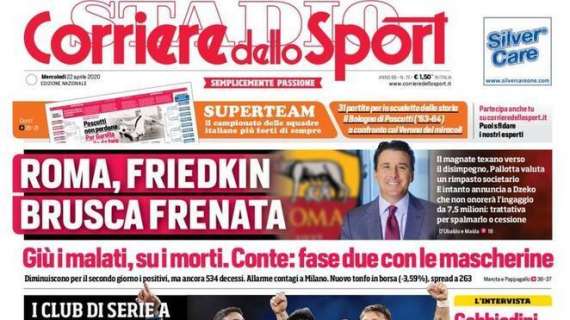 PRIMA PAGINA - CdS - "I club di Serie A votano uniti per la ripresa"