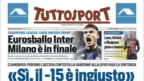 PRIMA PAGINA - Tuttosport sulla Juve: "Sì, il -15 è ingiusto"