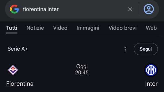 Per Google un passo falso dell'Inter con la Fiorentina è quasi impossibile: probabilità bassissima!