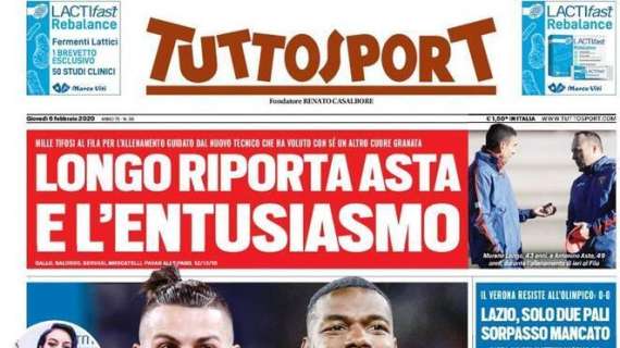 PRIMA PAGINA - Tuttosport: "Ronaldo, che regalo. Lazio, solo due pali"