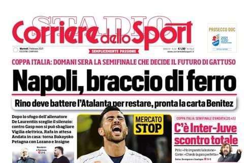 PRIMA PAGINA - Cds Campania: “Gattuso deve battere l’Atalanta per restare, pronto Benitez”