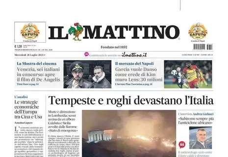 PRIMA PAGINA Il Mattino: "Garcia vuole Danso come erede di Kim, muro Lens: 30mln"