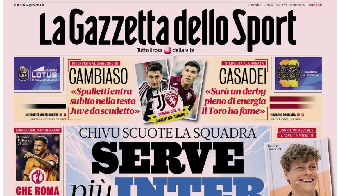 La Gazzetta dello Sport: "Serve più Inter. Che Roma"
