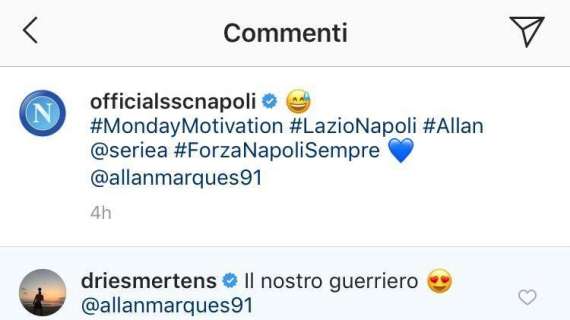 FOTO - Anche Mertens esalta Allan sui social della SSC Napoli: "Il nostro guerriero!"