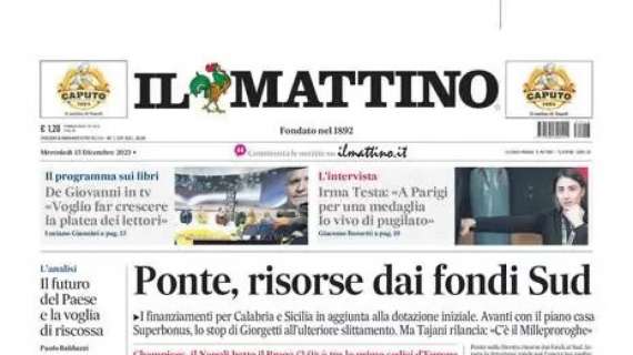 PRIMA PAGINA - Il Mattino: "Ottavi di Natale"