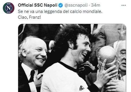 "Se ne va una leggenda". L'addio del Napoli a Franz Beckenbauer