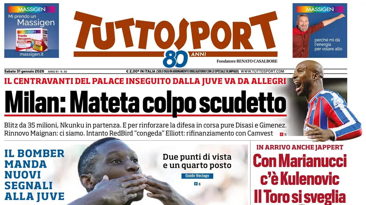 Tuttosport: "Kolo Muani-Juventus: fino alla fine. Marianucci: il Toro si sveglia"