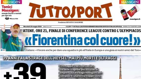 Tuttosport: “+ 39 rispetto e amore”