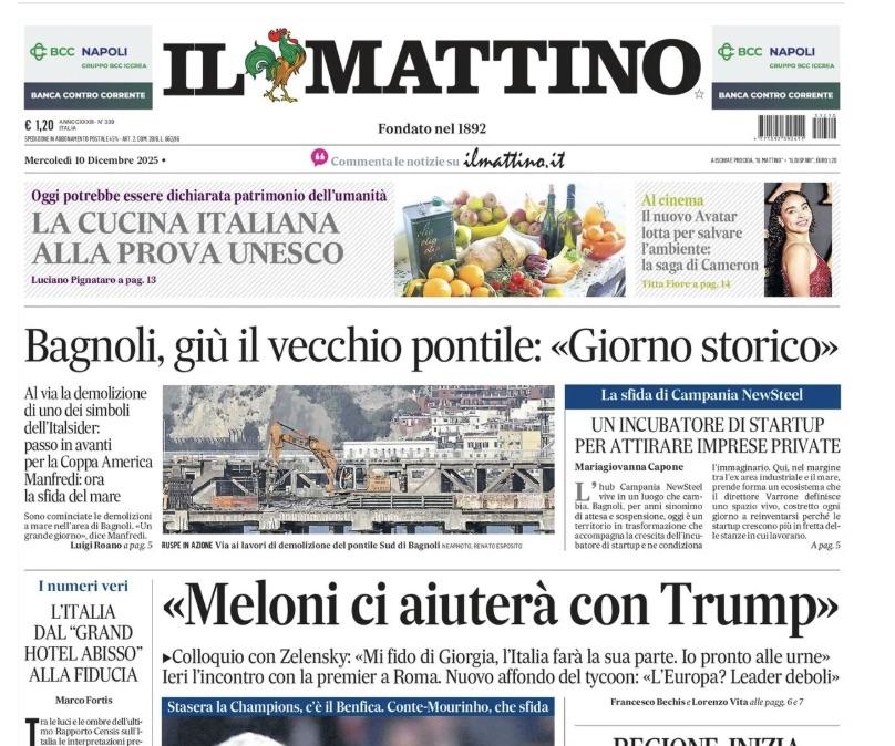 Il Mattino apre con Conte-Mourinho: 