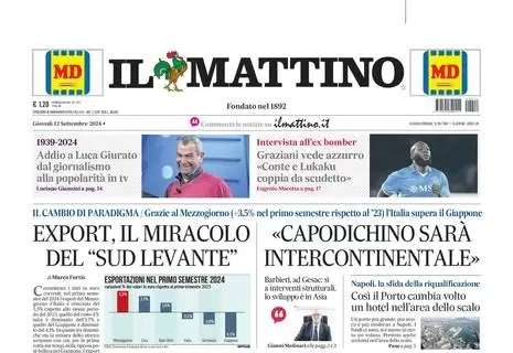 Il Mattino: "Graziani vede azzurro: 'Conte e Lukaku coppia da scudetto'"