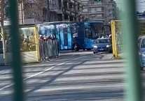 Torino-Napoli, l'arrivo allo stadio del pullman azzurro