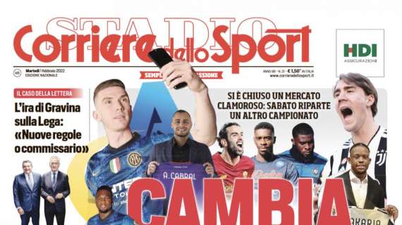 PRIMA PAGINA - Corriere dello Sport: "Cambia tutto"