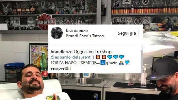 FOTO - Nuovo tatuaggio per Edo De Laurentiis, che sceglie lo stesso tatuatore degli azzurri