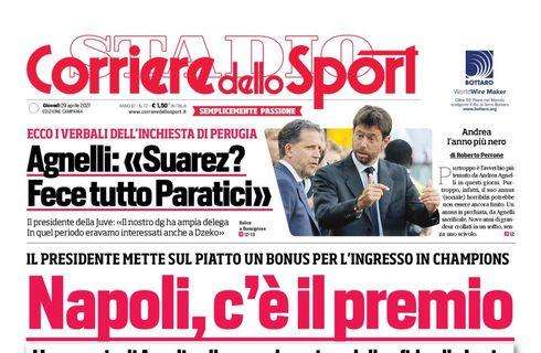 PRIMA PAGINA - Cds Campania: “Napoli, c’è il premio”