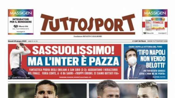 PRIMA PAGINA - Tuttosport e le parole di Cairo: "Tifo Napoli. Non vendo Belotti" 